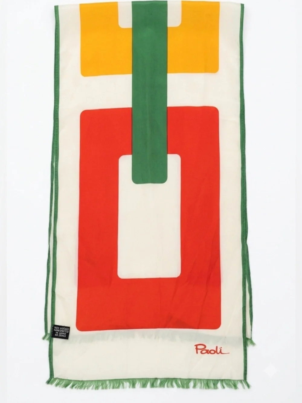 Vintage 60s 70s Gino Paoli Acetate Scarf Mod Geometric Colorblock Japan 12x52